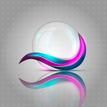 Clear bubble with colorful lines Stock Illustration