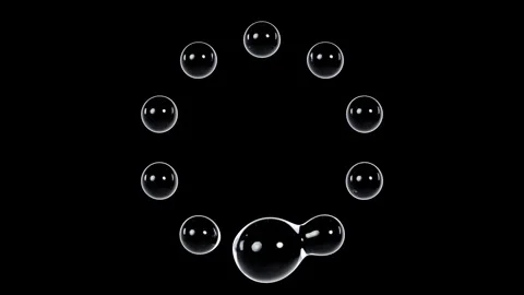 Clear Bubble Metaball Timer Animation - 10 Second Seamless Loop on Black Stock Footage 341463241