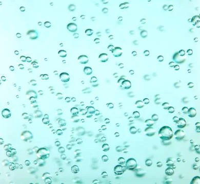 Clear bubbles in blue gel Stock Photos