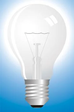 Clear bulb on blue Stock Illustration