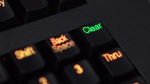 Clear button blinking green on lighting mixer close up 4k Stock Footage 322518230