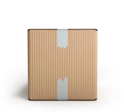 Clear cardboard box 3d render on white background Stock Illustration
