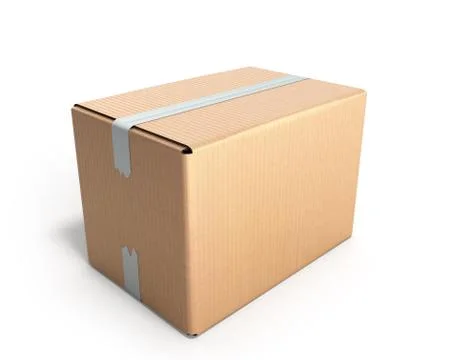 Clear cardboard box 3d render on white Stock Illustration