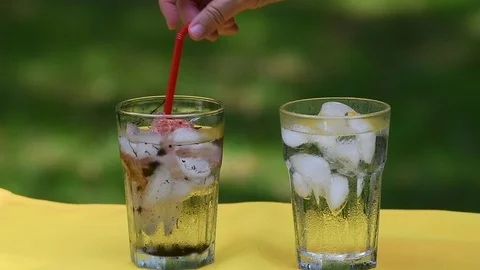 The clear choice is NO plastic straw in slow motion Stock Footage 93969293