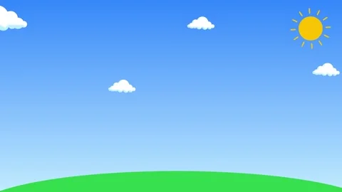 Clear cloudy sky walking sun shining 2d animation cartoon clouds sky land a.. Stock Footage 263616491