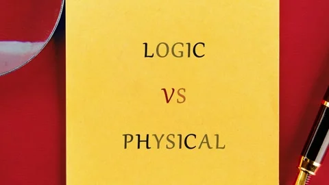 A clear comparison between logic versus physical elements using bright colored Stock Footage 337092886