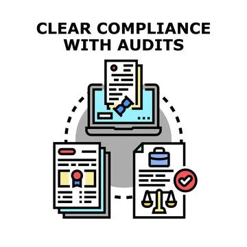 Clear compliance with audits process and concept Illustrazione stock