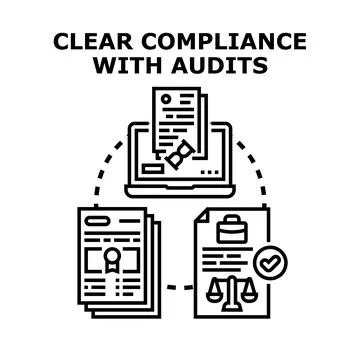 Clear compliance with audits process and concept Illustrazione stock