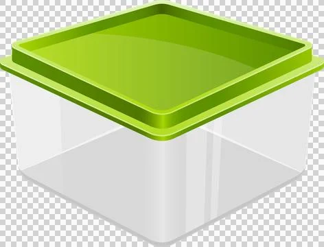 A clear container with a bright green lid stands ready to store and protect.. Stock Illustration