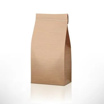 Clear Craft Paper Bag Pack Isolated On White 库存插图