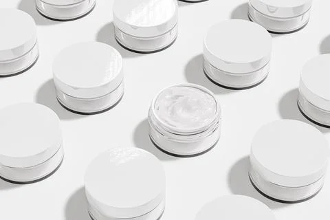 Clear cream jar with white lid mockup, small size skincare packaging Stock Illustration