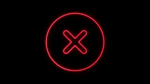 Clear cross stroke icon glowing neon animation Stock Footage 299569292