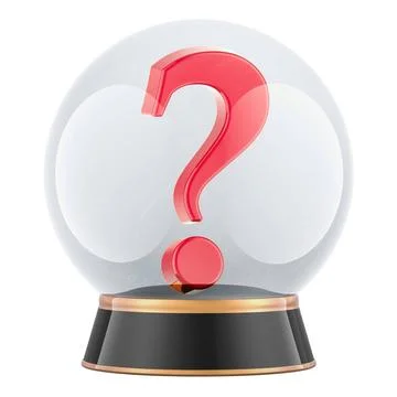 Clear Crystal Ball with question mark, 3D rendering Clear Crystal Ball wit... Stock-Fotos