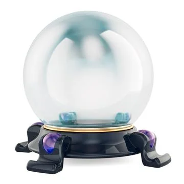Clear Crystal Ball with stand, 3D rendering Stock Illustration