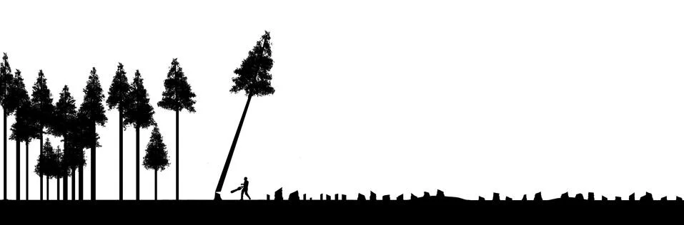 Clear cutting forests, use or abuse of natural resources is the topic of this Stock Illustration