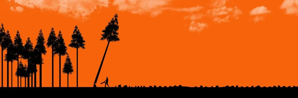 Clear cutting forests, use or abuse of natural resources is the topic of this Stock Illustration