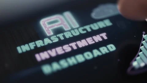 Clear dashboard title with AI, cloud and rising chart elements Stock Footage 342489006