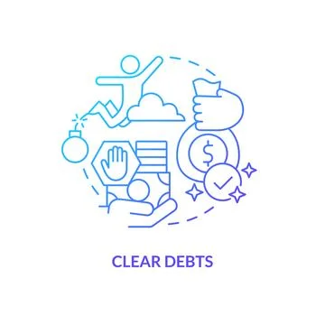 Clear debts blue gradient concept icon Stock-Illustration