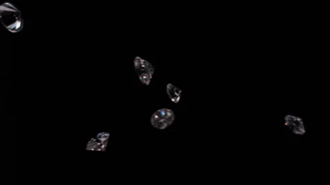 Clear Diamonds fall in slow motion 4K 2 Stock Footage 253117738