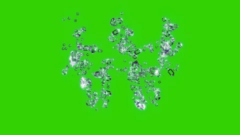 Clear diamonds won sign - gem stones alphabet on green screen Stock Footage 217363041