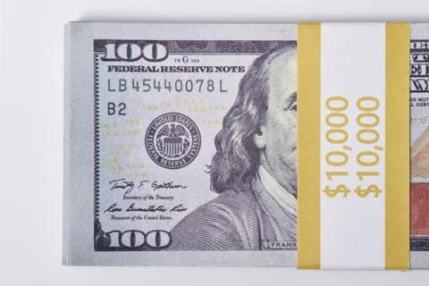 Clear Dollar Banknote pattern, One hundred dollar border with empty middle area Stock Photos