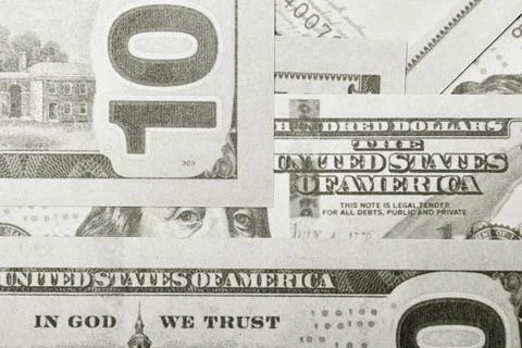 Clear Dollar Banknote pattern, One hundred dollar border with empty middle area Stock Photos