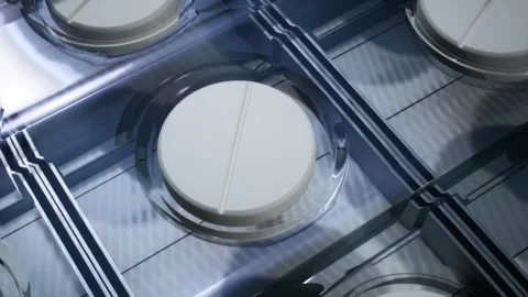 Clear Empty Blister Packs Moving on Conveyor Belt Pharma Stock Footage 337813657