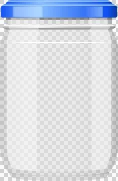 A clear, empty jar with a blue lid, perfect for storing homemade goods and .. Stock Illustration