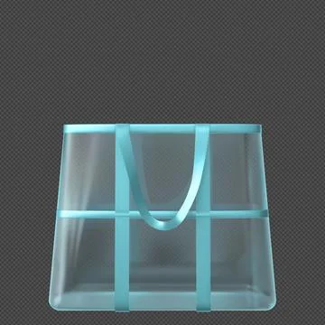 A clear, empty PVC tote bag with handles down, front view. Illustration