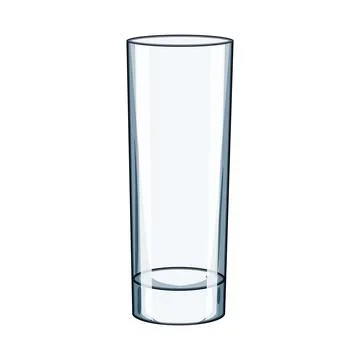 Clear empty tall drinking glass beverage concept Stock Illustration