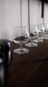 Clear empty wine glasses Stock Photos