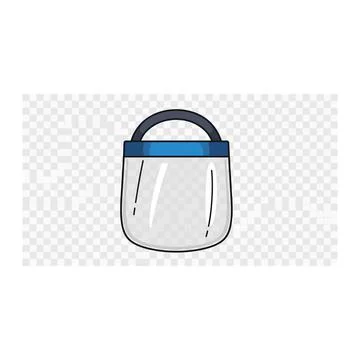 Clear face shield with blue trim with face mask with personal protective Illustration