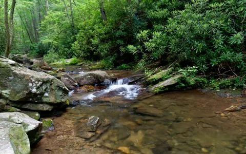 Clear flowing mountain stream 写真素材