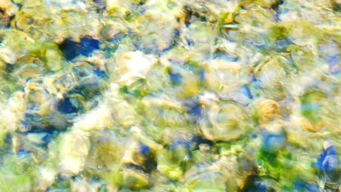 Clear flowing water close up, mountain river rushing,  close up Stock Footage 83310402