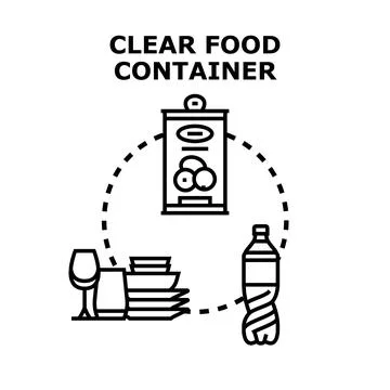 Clear food packaging and tableware for eating Stock Illustration