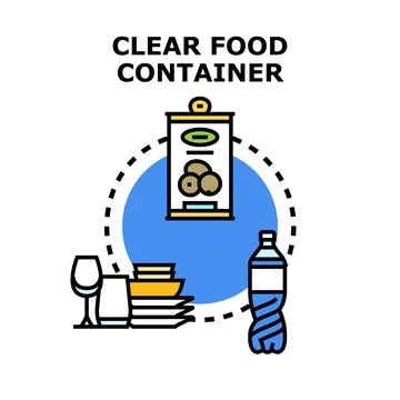 Clear food packaging and tableware for eating Stock Illustration