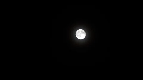 Clear Full Moon Shining Bright in the Night Sky Stock Footage 93429621