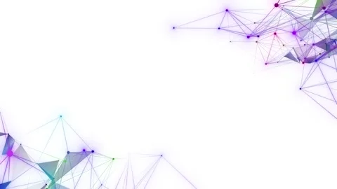 Clear geometric multi-coloured shapes rotate in the corners of the white screen Stock Footage 240973500