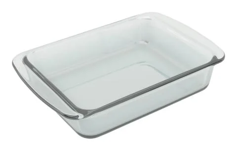Clear Glass Baking Dish, rectangular shape. 3D rendering Stock Illustration