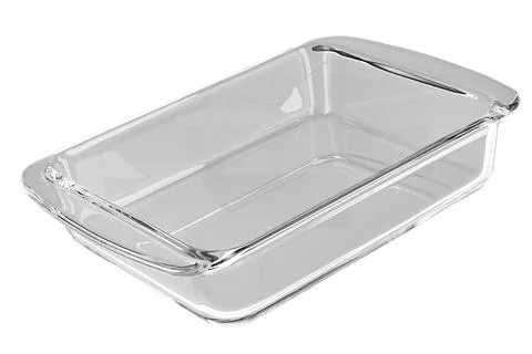 Clear Glass Baking Dish, rectangular. 3D rendering Stock Illustration