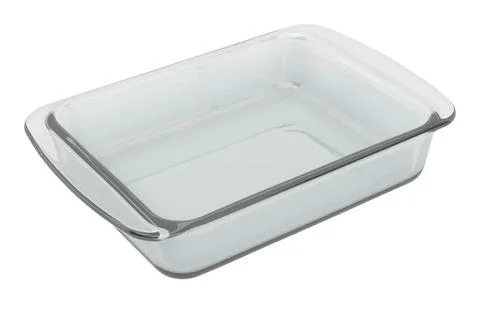Clear Glass Baking Dish, rectangular shape. 3D rendering Clear Glass Bakin... Stock Photos