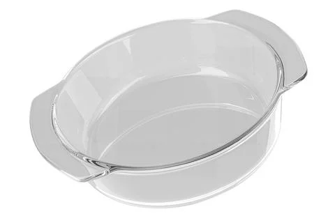 Clear Glass Baking Dish, Round  3D rendering Illustrazione stock