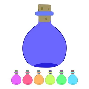 Clear glass bottle vector cartoon graphic Stock Illustration