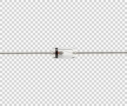 Clear glass diode with black cathode band isolated on transparent backgroun.. Stock Photos