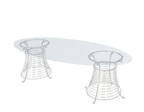 Clear glass oval dining table, 3D illustration Clear glass oval dining tab... Foto stock