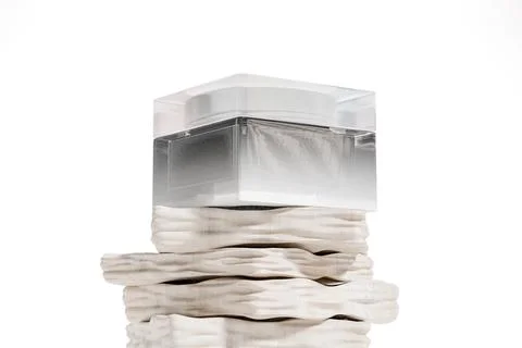 Clear glass rectangular skincare packaging mockup, square acrylic cream jar Stock Illustration