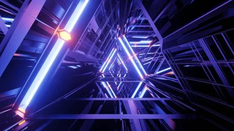 Clear Glossy Lighted Triangular Shaft 4k uhd 3d illustration background Illustrazione stock