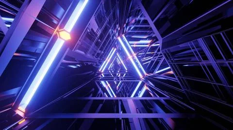 Clear Glossy Lighted Triangular Shaft 4k uhd 3d illustration background Ad... Foto stock