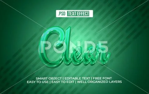 Clear Green 3D Text Effect PSD Template