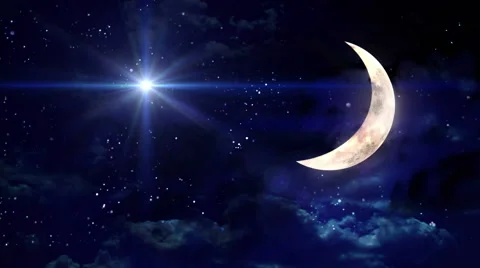 Clear half moon blue star Vídeo Stock 58850602